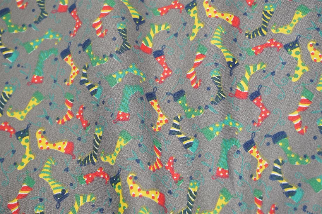 Grey MP Christmas Stockings Polycotton Fabric