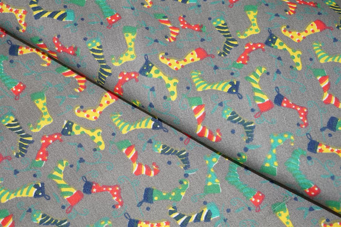 Grey MP Christmas Stockings Polycotton Fabric