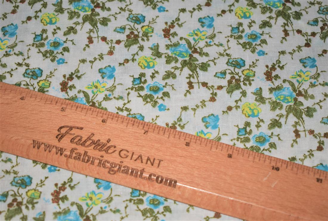 White Floral Print PolyCotton Fabric
