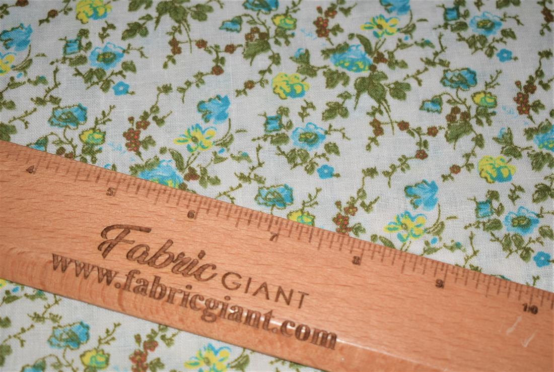 White Floral Print PolyCotton Fabric