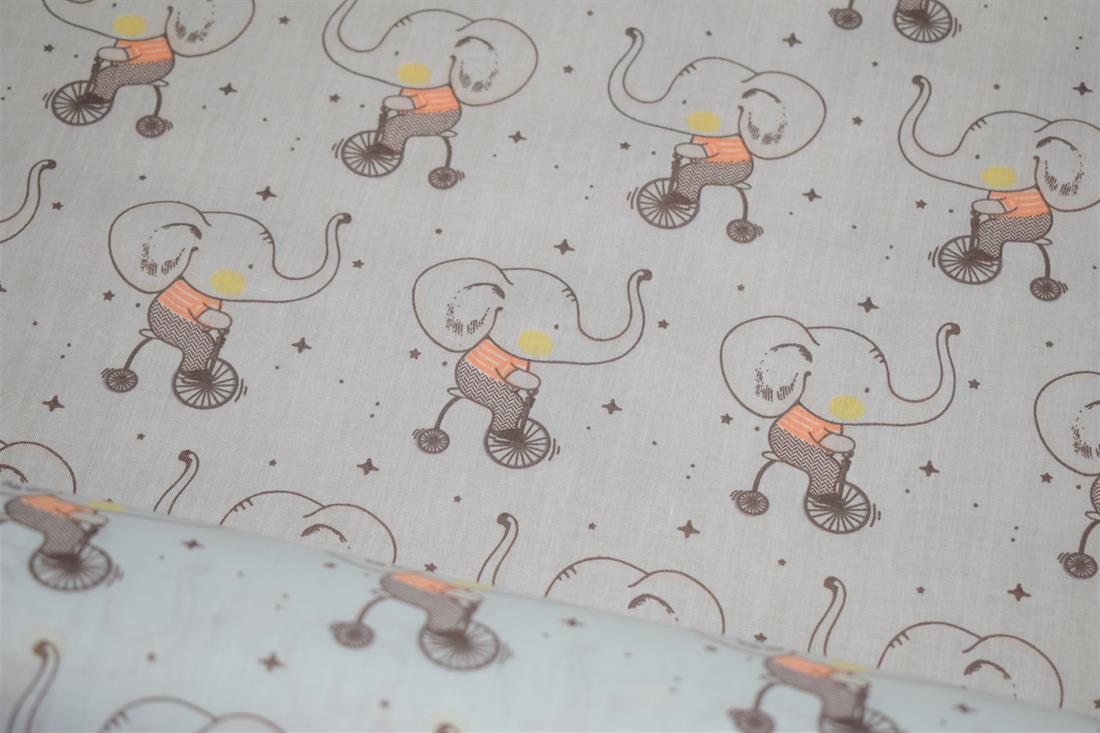 Story Book Elephant Polycotton Fabric