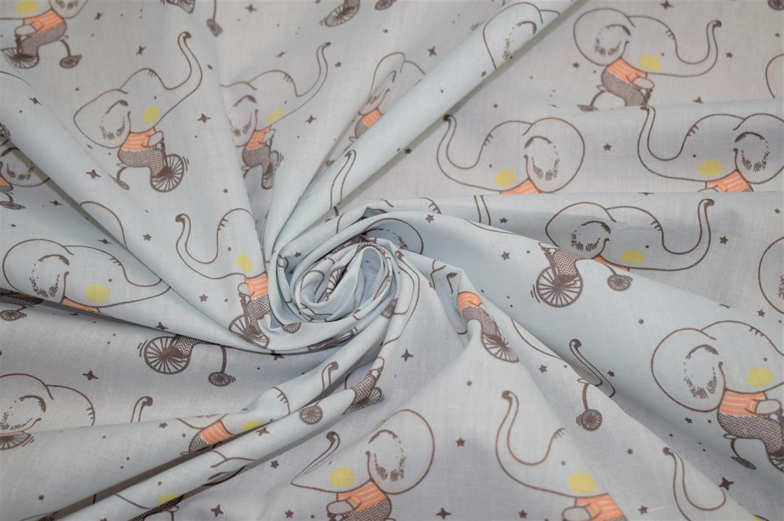 Story Book Elephant Polycotton Fabric