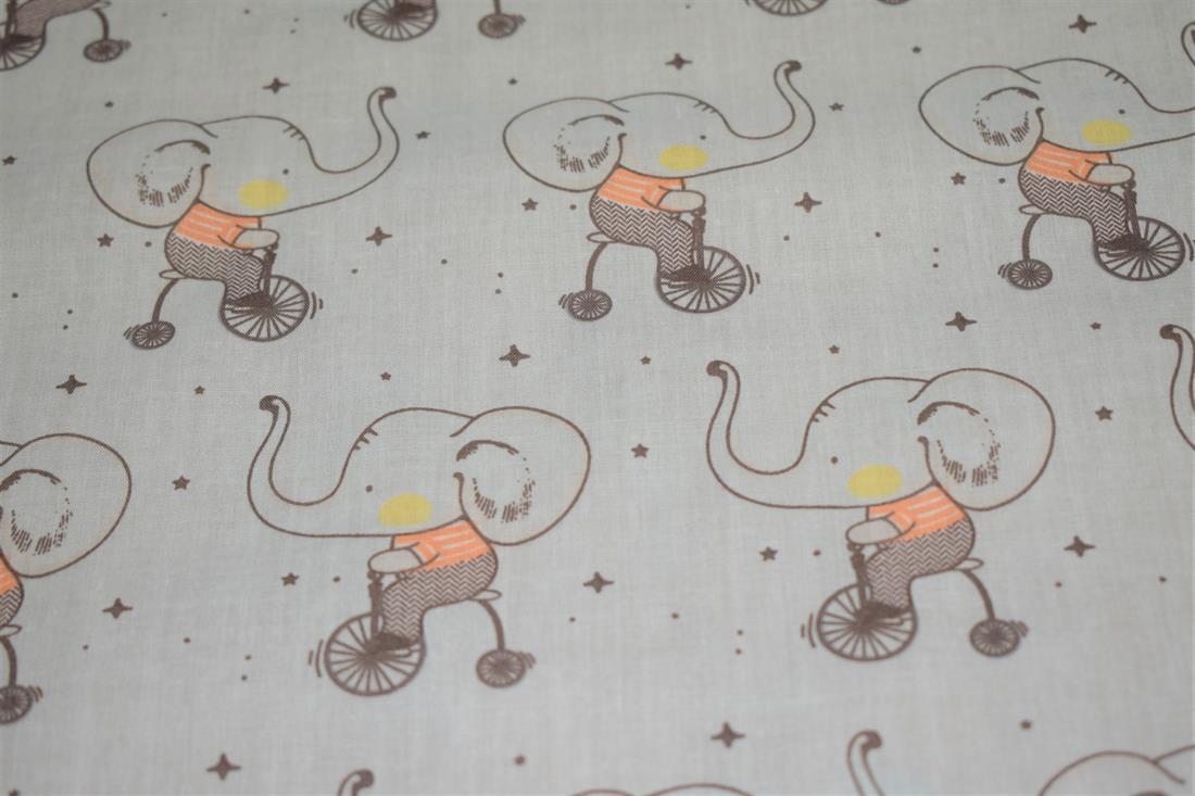 Story Book Elephant Polycotton Fabric
