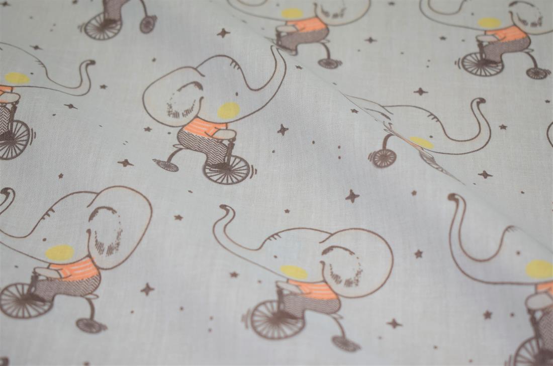 Story Book Elephant Polycotton Fabric