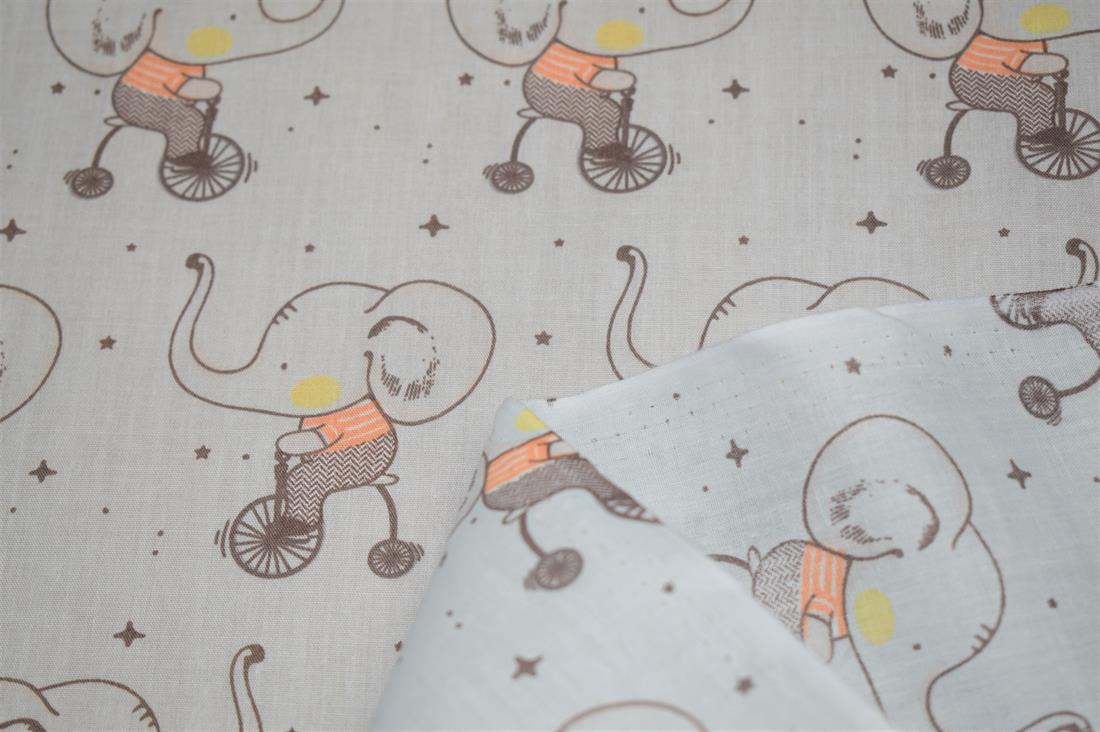 Story Book Elephant Polycotton Fabric