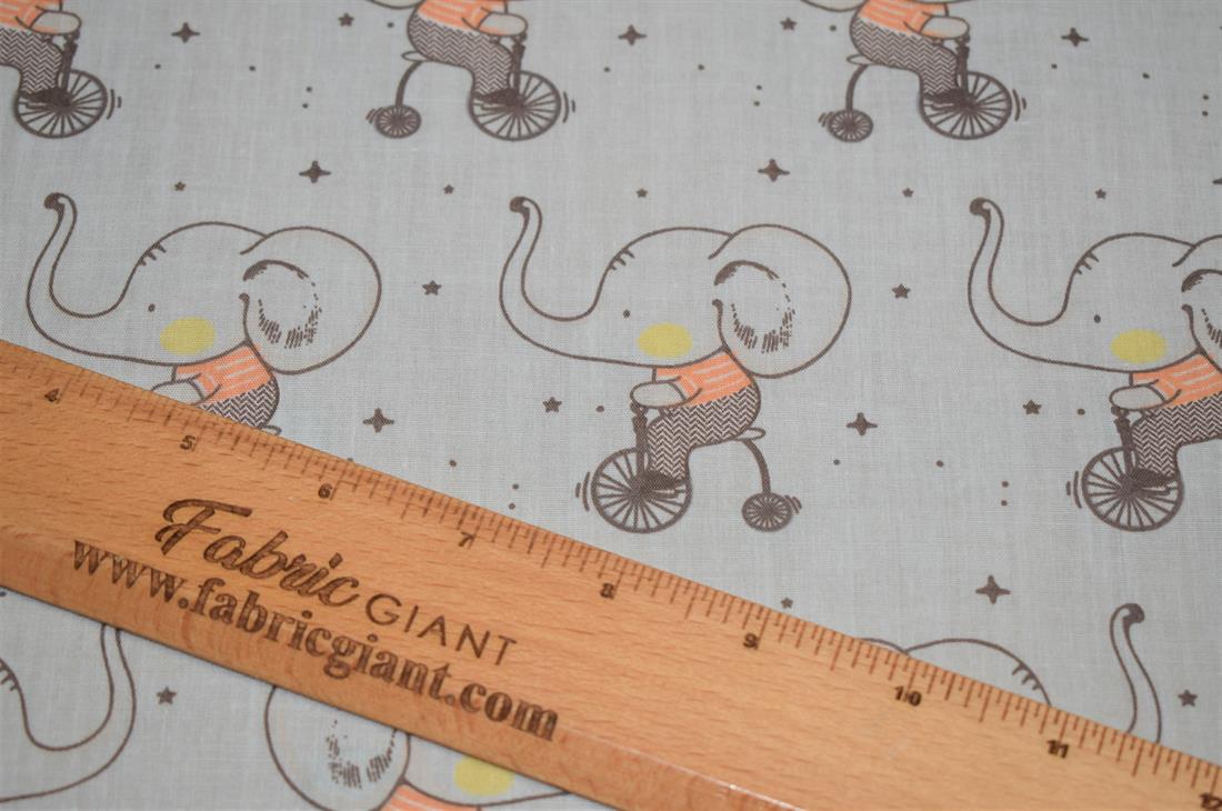 Story Book Elephant Polycotton Fabric