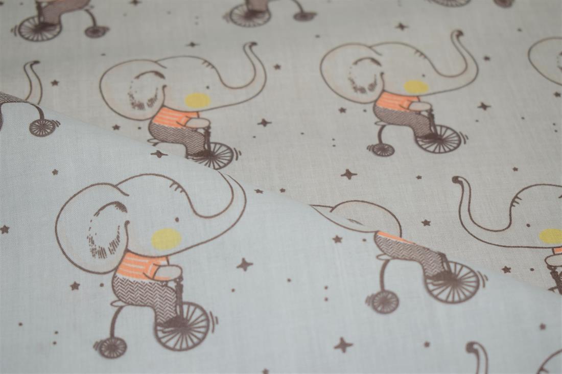 Story Book Elephant Polycotton Fabric