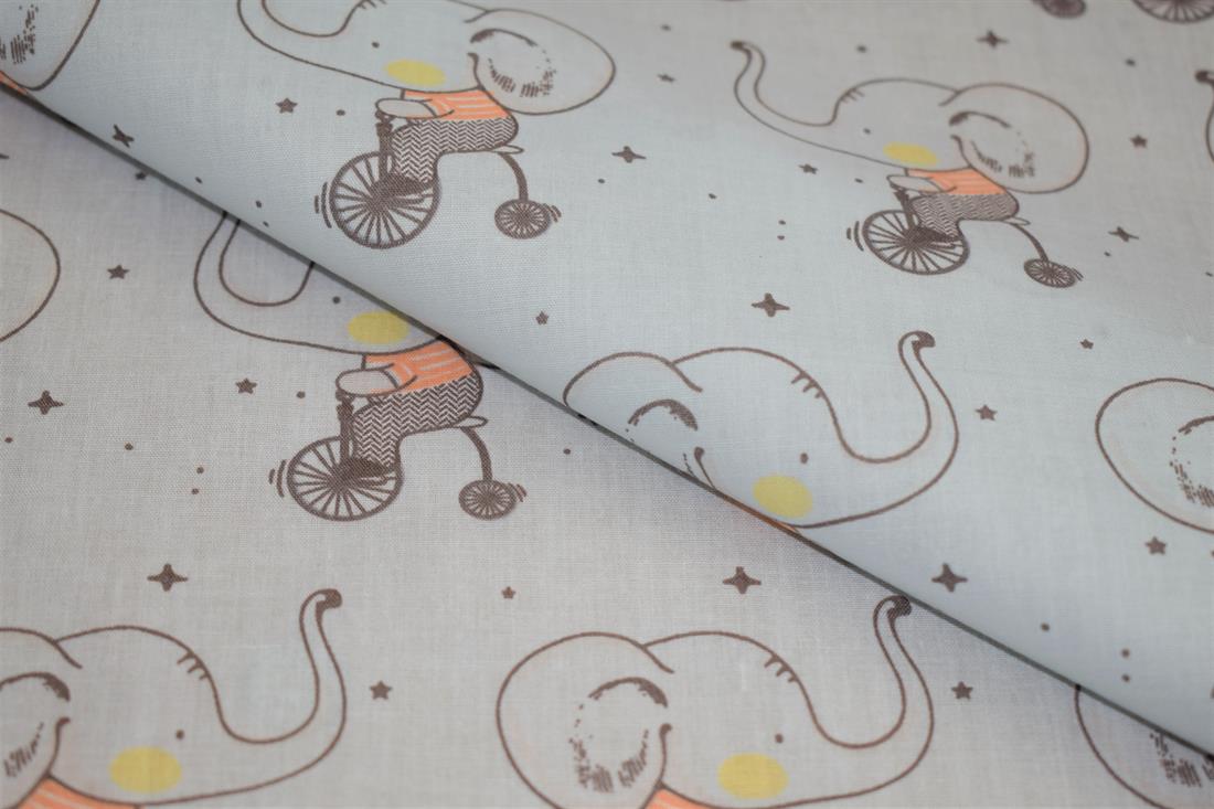 Story Book Elephant Polycotton Fabric