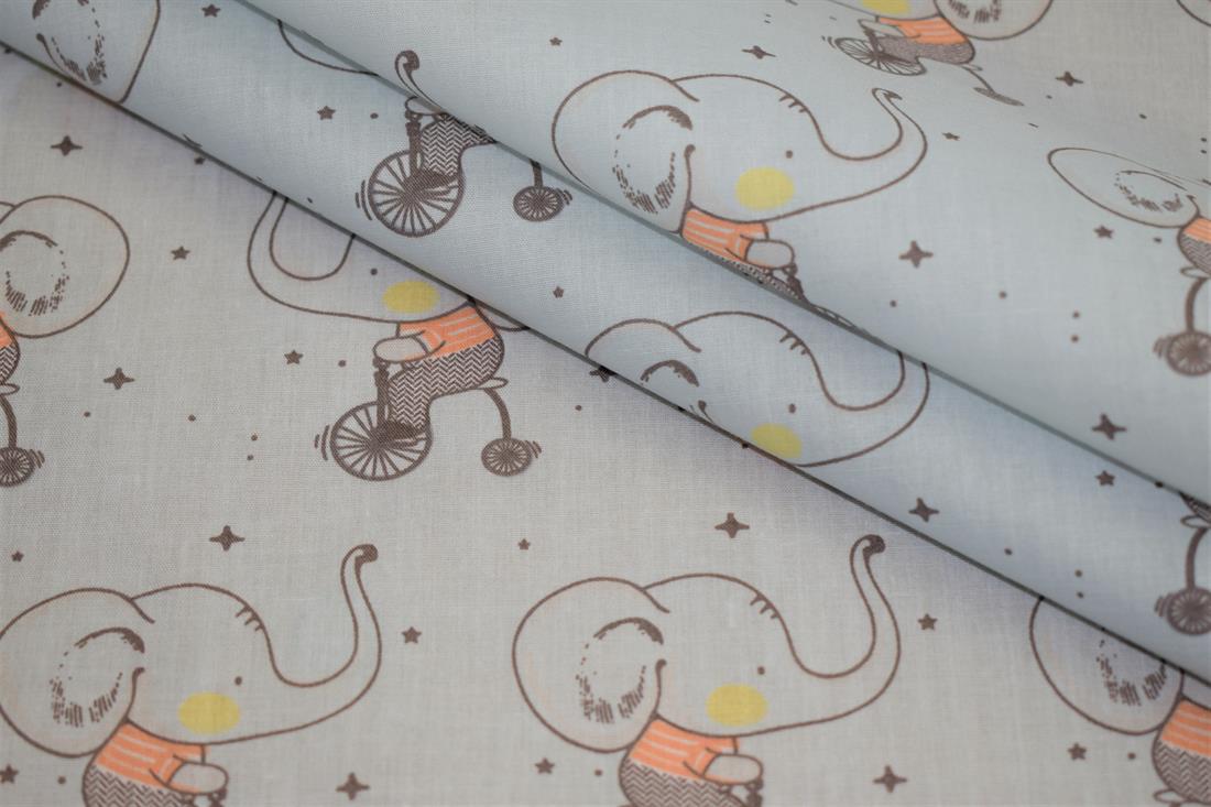 Story Book Elephant Polycotton Fabric