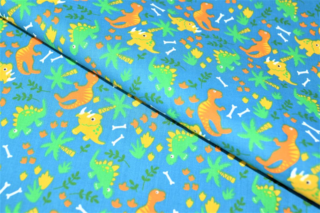 Roaming Dinos - Printed Poly Cotton Fabric