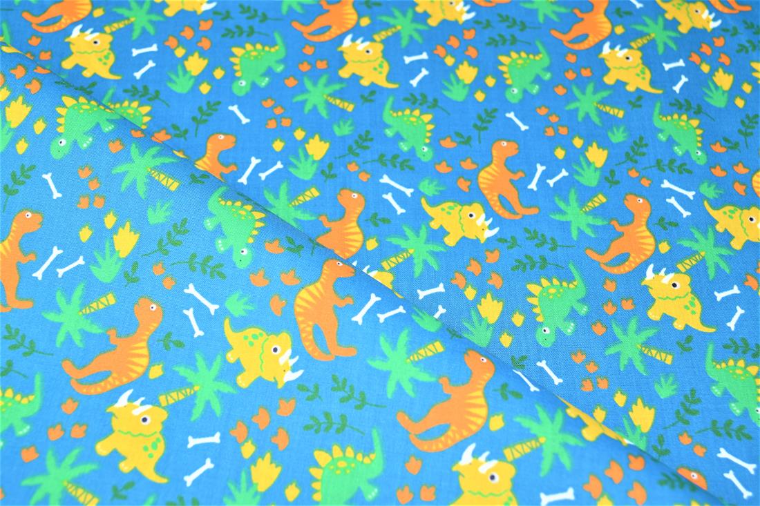 Roaming Dinos - Printed Poly Cotton Fabric