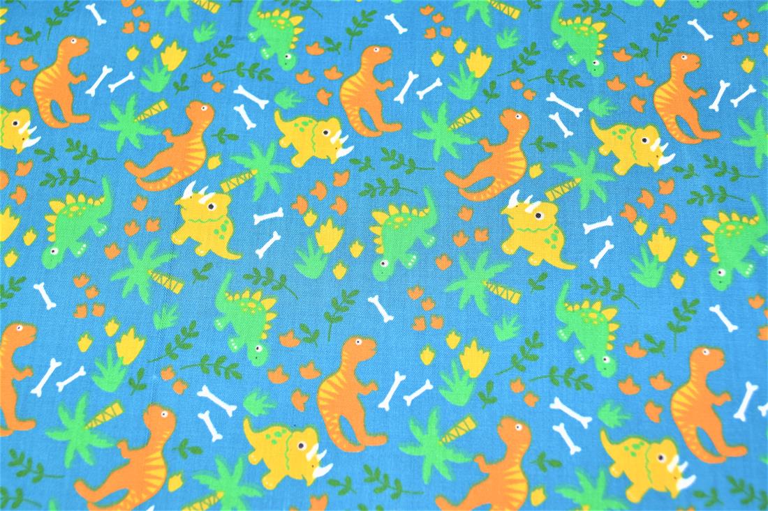 Roaming Dinos - Printed Poly Cotton Fabric