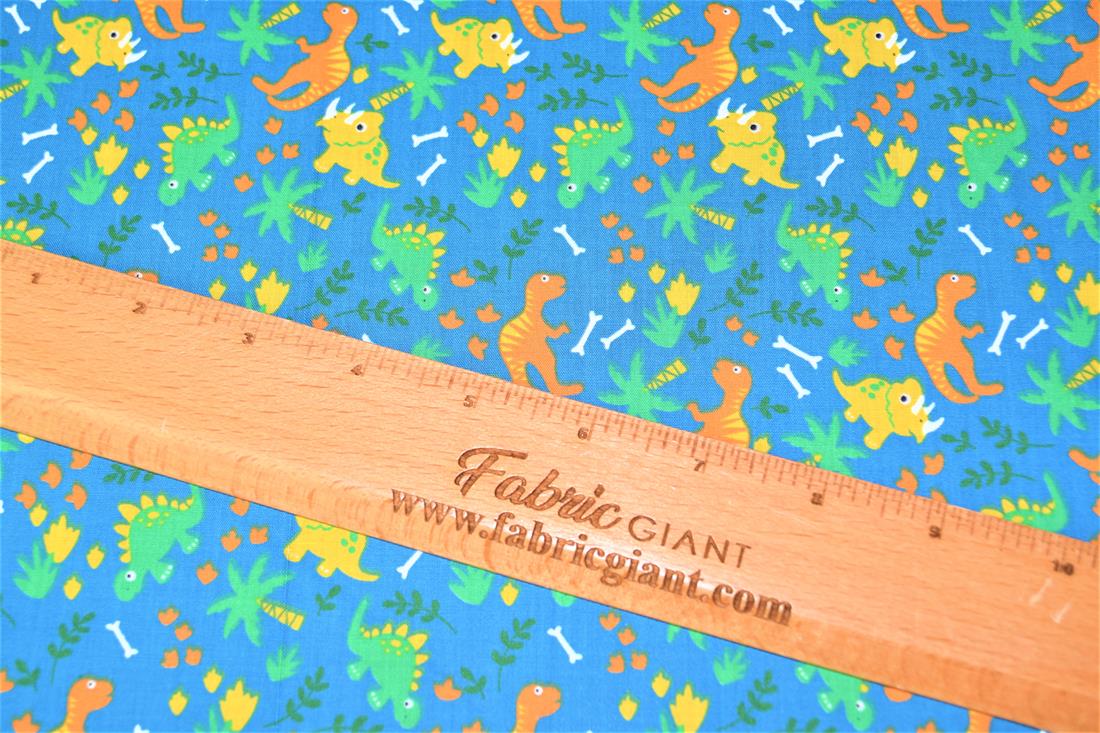 Roaming Dinos - Printed Poly Cotton Fabric