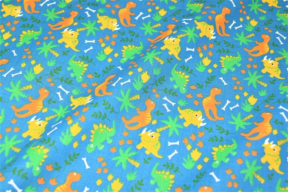 Roaming Dinos - Printed Poly Cotton Fabric
