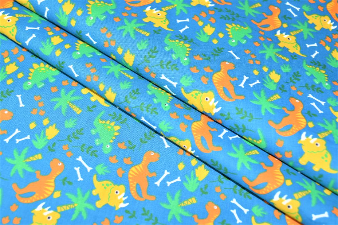 Roaming Dinos - Printed Poly Cotton Fabric