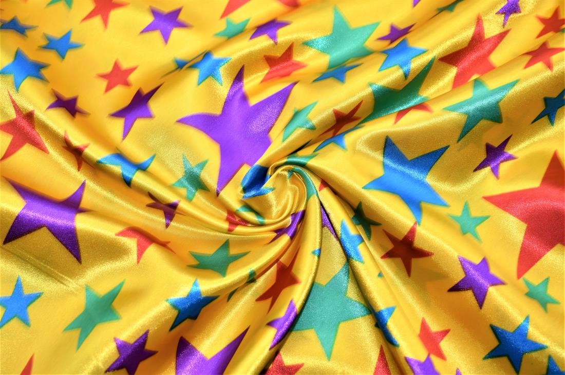 Printed Satin Fabric, Stars Design