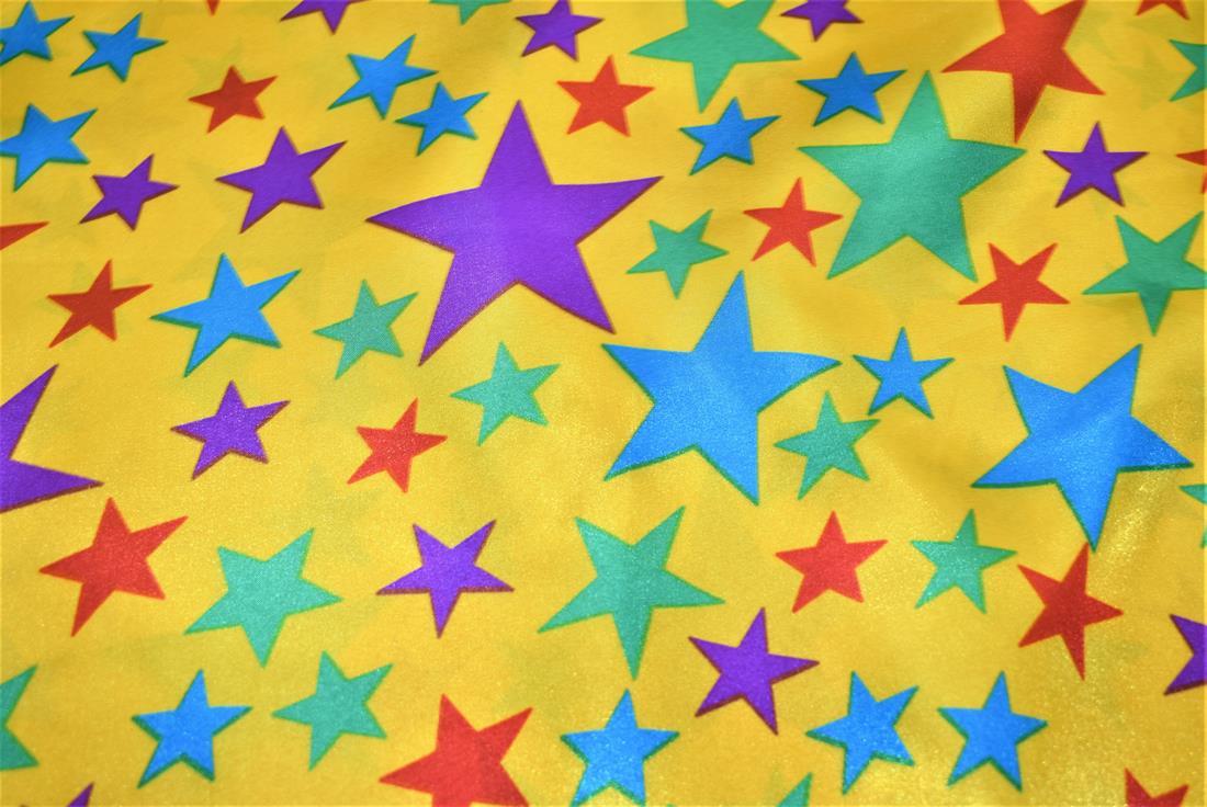 Printed Satin Fabric, Stars Design