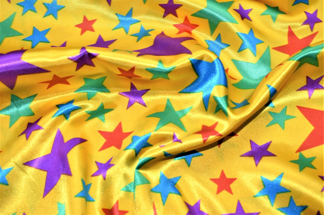 Printed Satin Fabric, Stars Design
