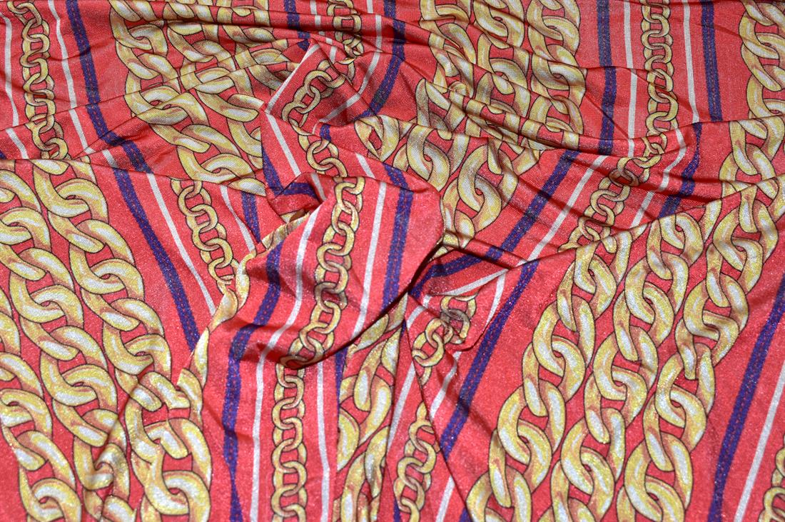 Orange Printed Jersey Fabric