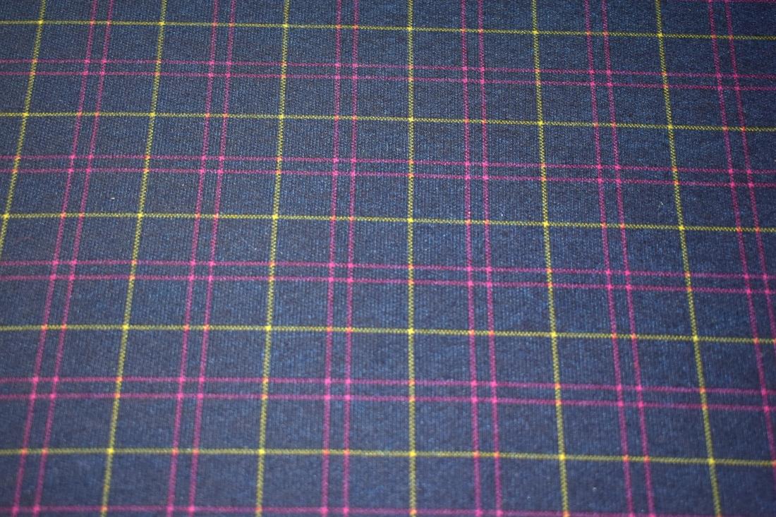 Dark Navy Tartan Printed Jersey Fabric
