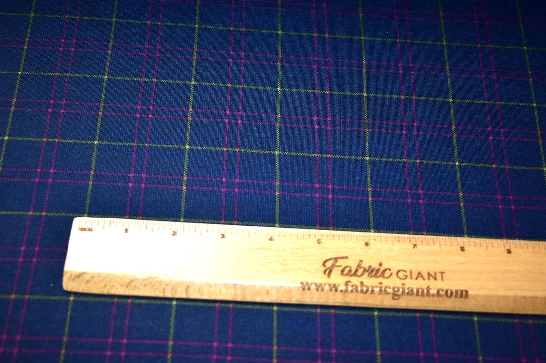 Dark Navy Tartan Printed Jersey Fabric