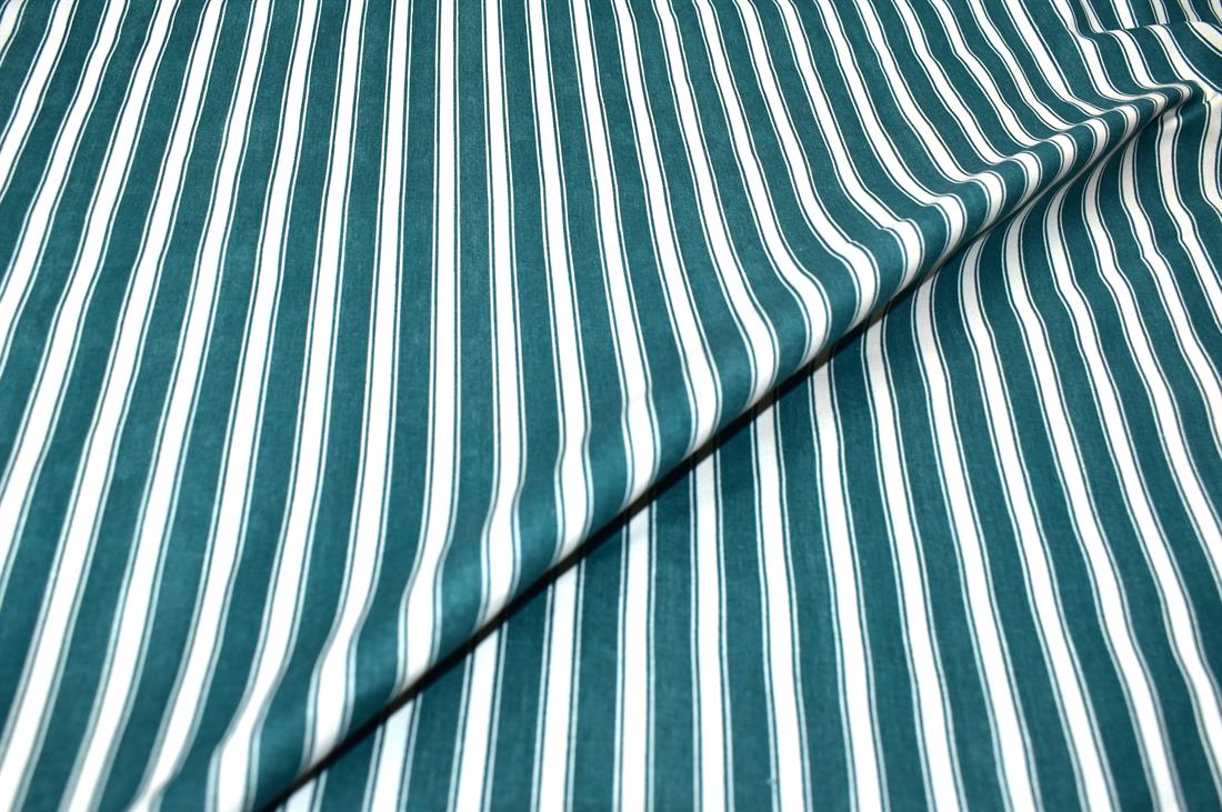 Jade & White Jade White Strips Cotton Fabric