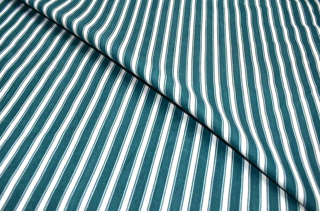 Jade & White Jade White Strips Cotton Fabric