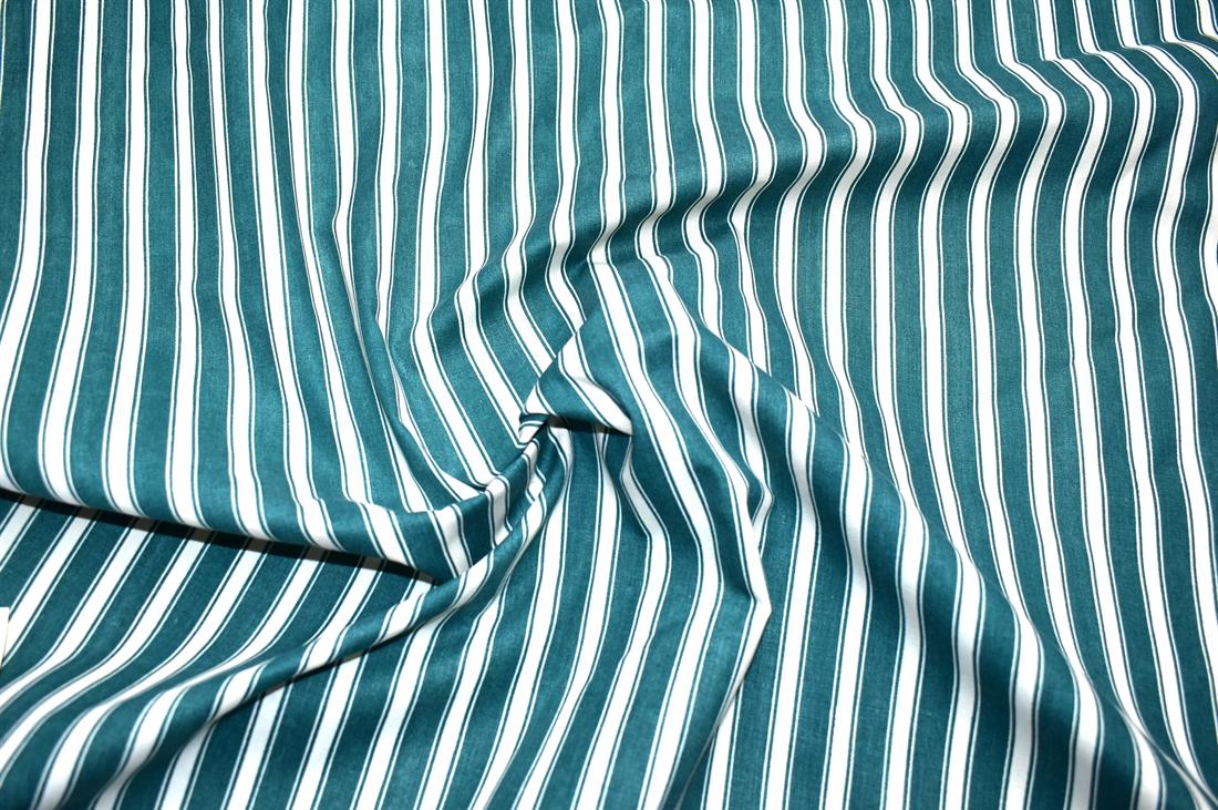 Jade & White Jade White Strips Cotton Fabric
