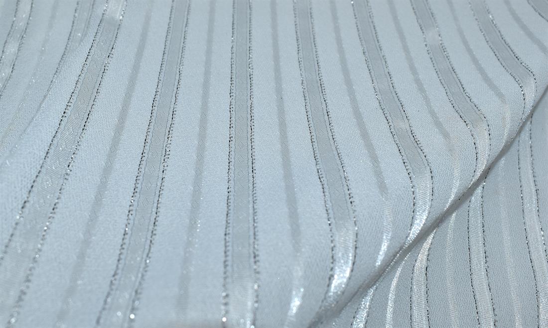 White Strips Polyester Fabric