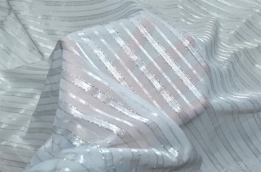White Strips Polyester Fabric