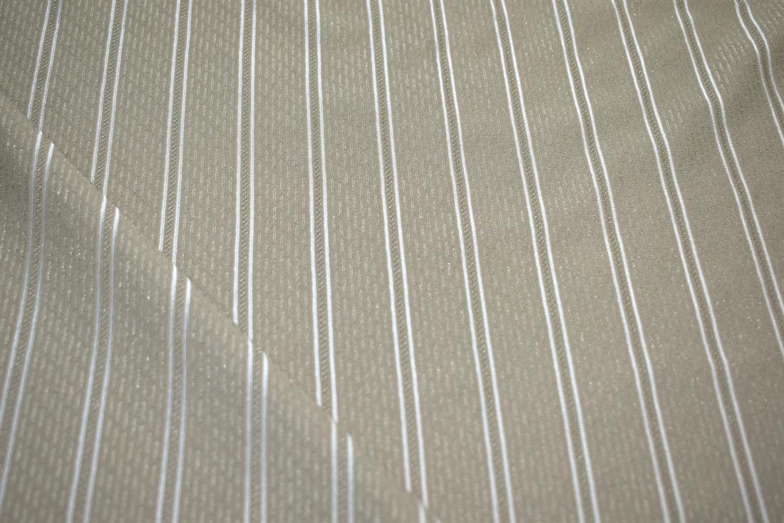 Khaki Plain Strips Polyester Jersey Fabric