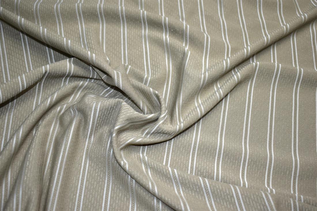 Khaki Plain Strips Polyester Jersey Fabric