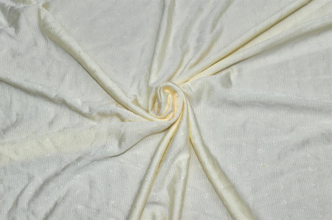 Cream Plain Polyester Jersey Fabric