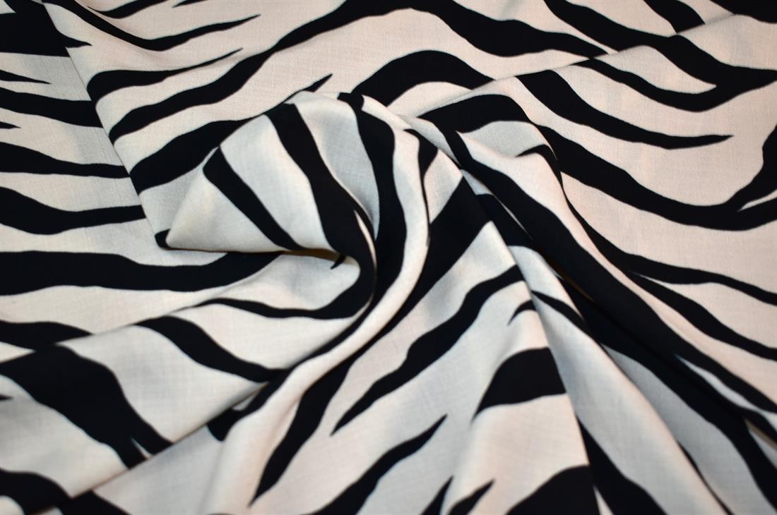 Beige & Black Printed Paisley Viscose Fabric Material