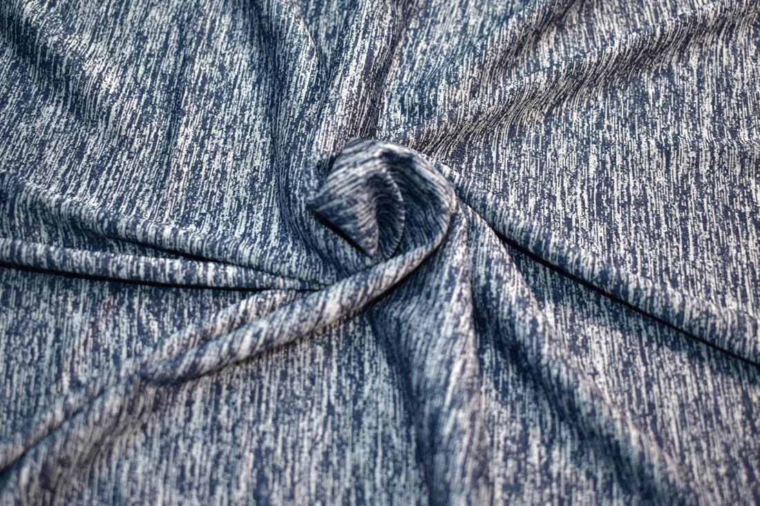 Navy Prinetd Polyester Jersey Fabric