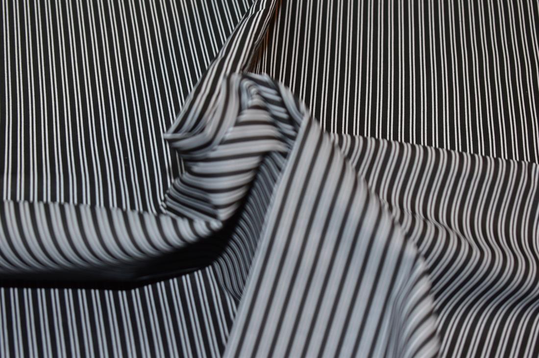Black & Grey Stripes Polyester Cotton Fabric