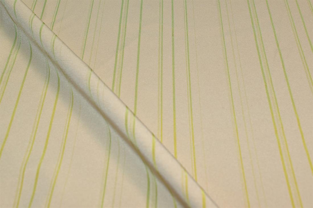 Beige & Lime Strips Polyester Soft Stretch Fabric