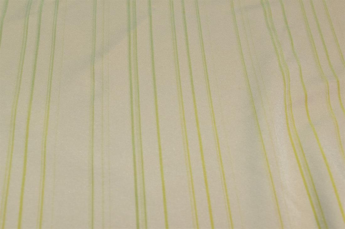 Beige & Lime Strips Polyester Soft Stretch Fabric