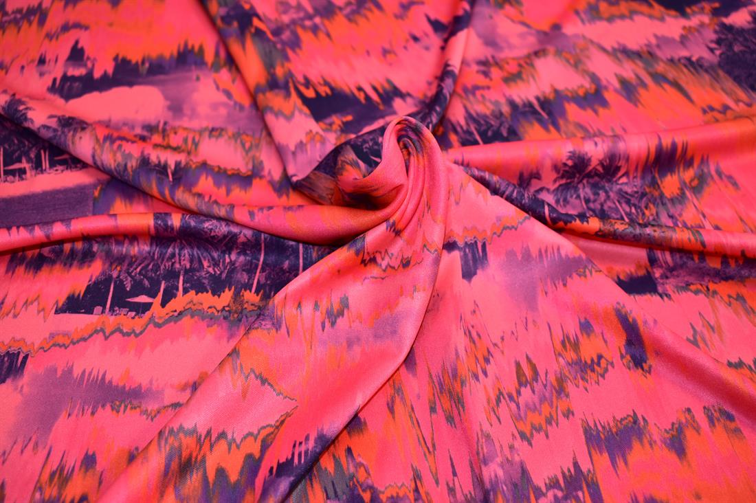 Pink Printed Lightweight Polyester Jersey Fabric