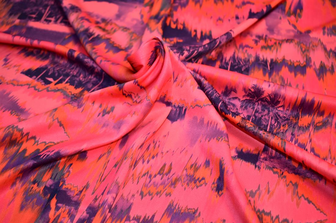 Pink Printed Lightweight Polyester Jersey Fabric