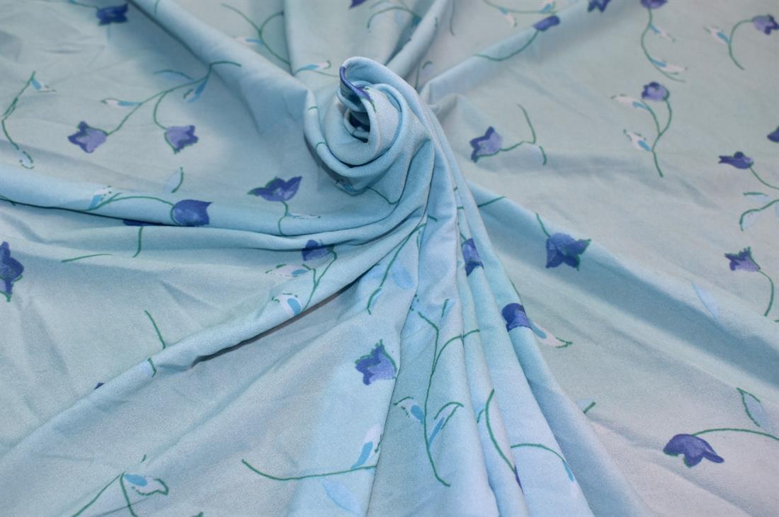 Light Blue Printed Light Wight Polyester Jersey Fabric