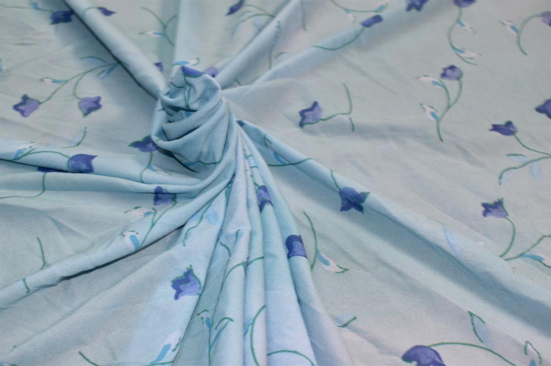 Light Blue Printed Light Wight Polyester Jersey Fabric