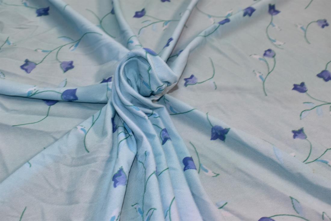 Light Blue Printed Light Wight Polyester Jersey Fabric