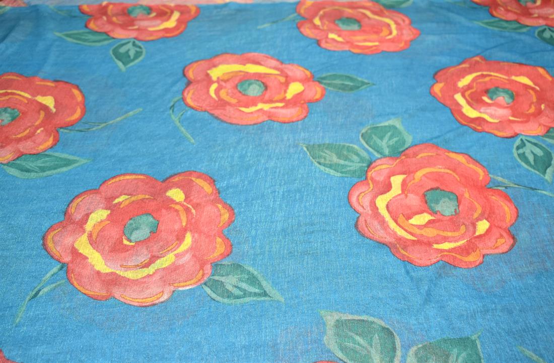 Blue Printed Polyester Jersey Fabric