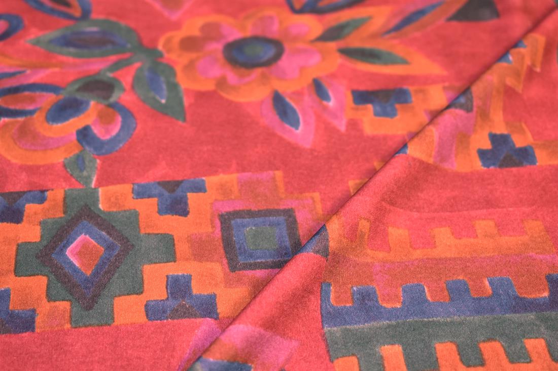 Wine Printed Polyester Jersey Fabric