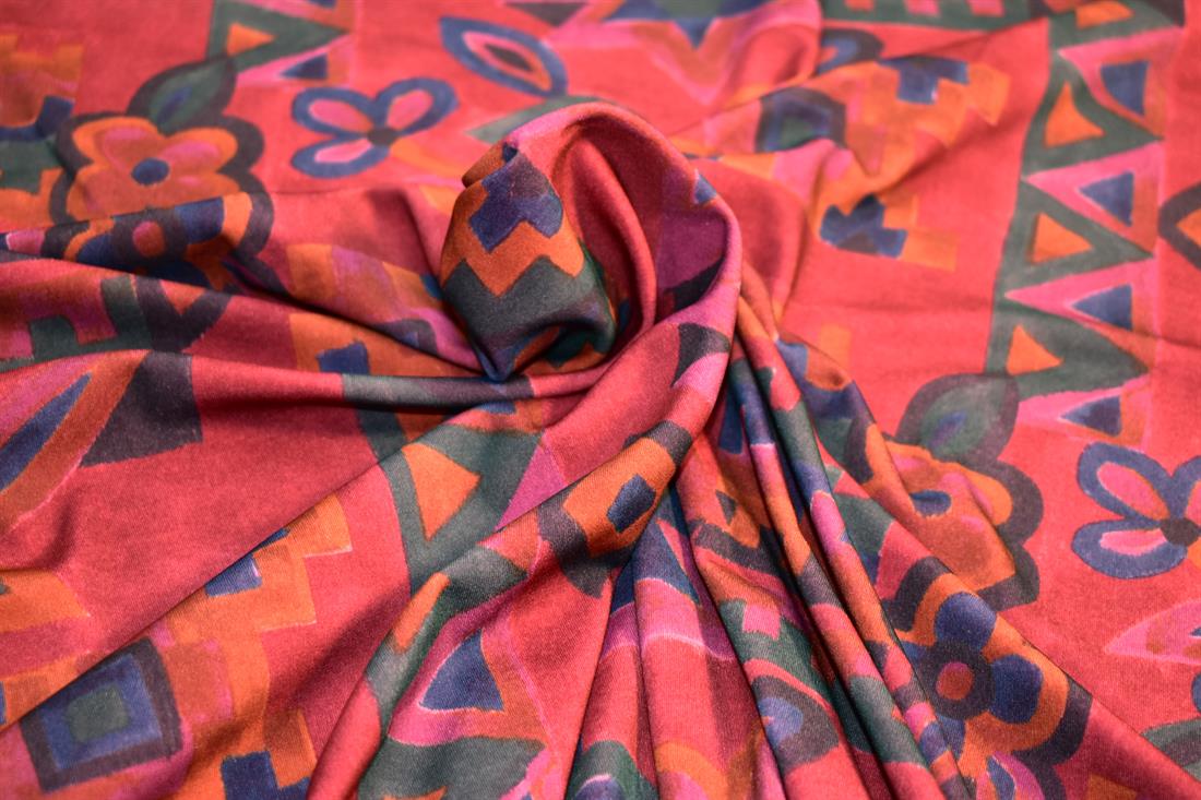 Wine Printed Polyester Jersey Fabric