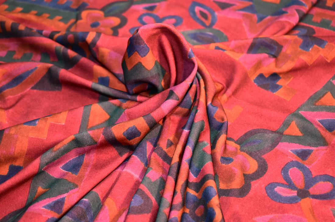 Wine Printed Polyester Jersey Fabric