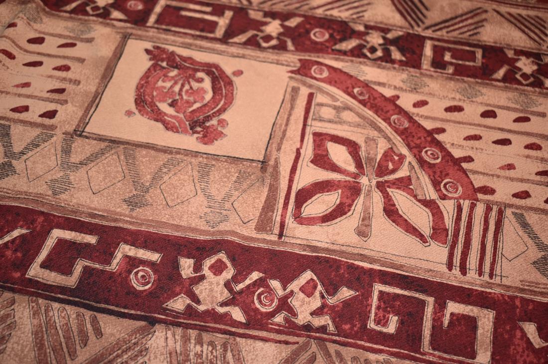 Wine & Beige Printed Polyester Jersey Fabric