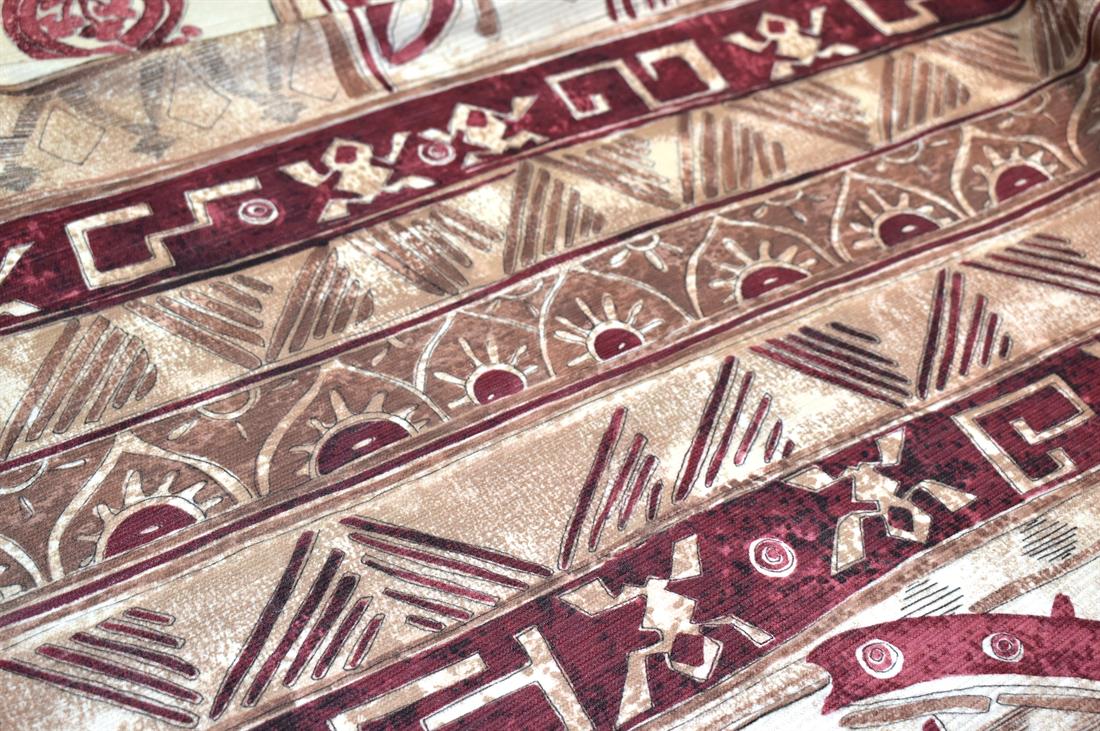 Beige & Wine Printed Polyester Jersey Fabric