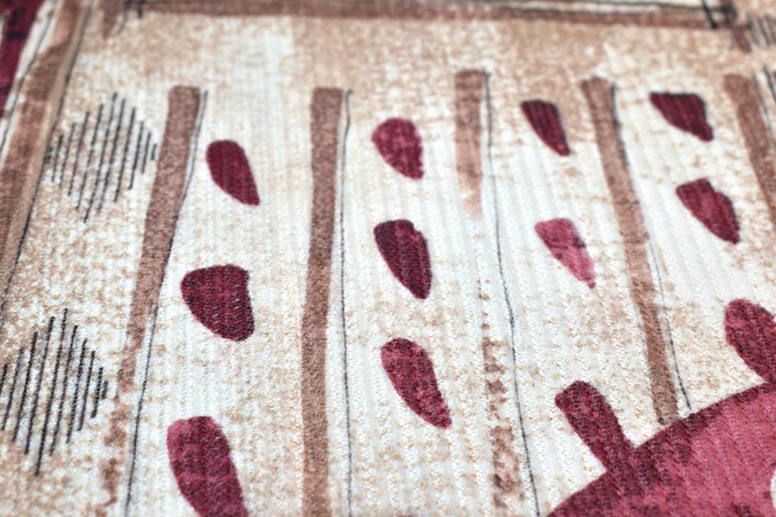 Beige & Wine Printed Polyester Jersey Fabric